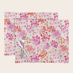 Watercolor flowers in pink and red pattern Placemat Gallery Image 1