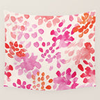 Watercolor flowers in pink and red pattern Wall Tapestry Gallery Image 4