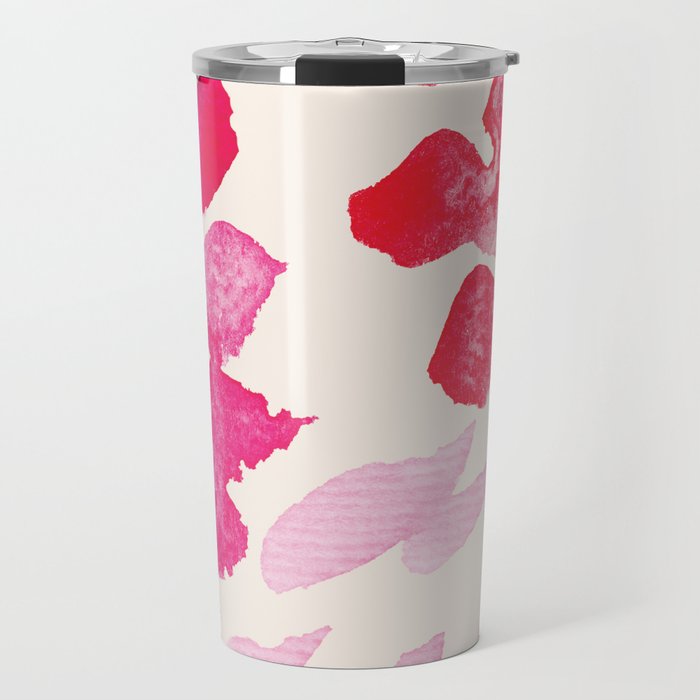 Watercolor flowers in pink and red pattern Travel Mug Gallery Image 1