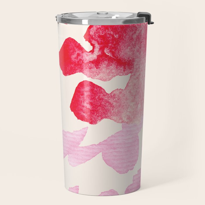 Watercolor flowers in pink and red pattern Travel Mug Gallery Image 2