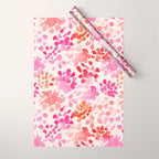 Watercolor flowers in pink and red pattern Wrapping Paper Gallery Image 1