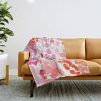 Watercolor flowers in pink and red pattern Throw Blanket Gallery Image 1