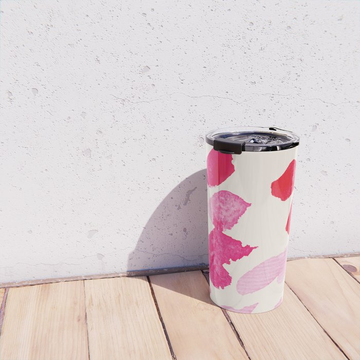 Watercolor flowers in pink and red pattern Travel Mug Gallery Image 4