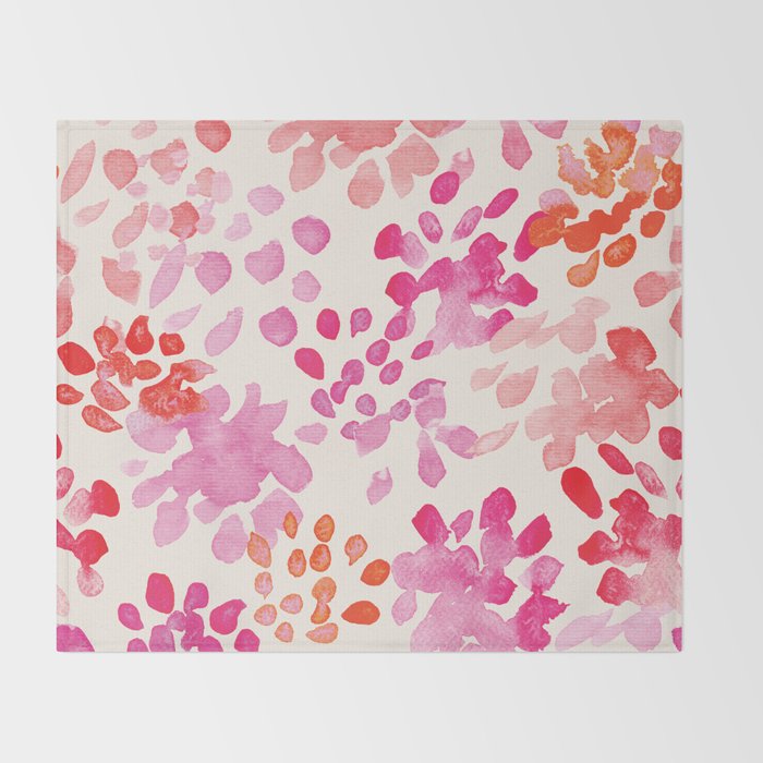 Watercolor flowers in pink and red pattern Throw Blanket Gallery Image 2
