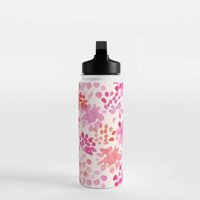 Watercolor flowers in pink and red pattern Water Bottle Gallery Image 3