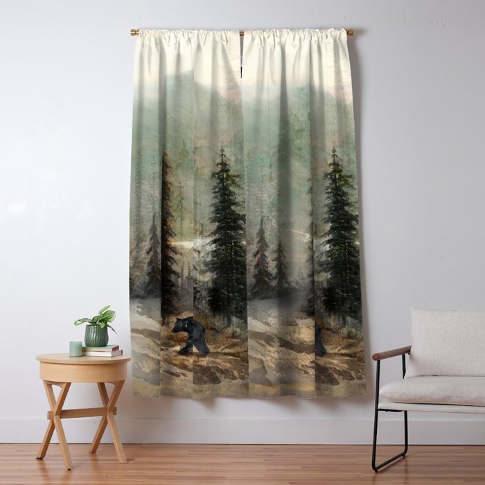 Mountain Black Bear Window Curtain Gallery Image 5
