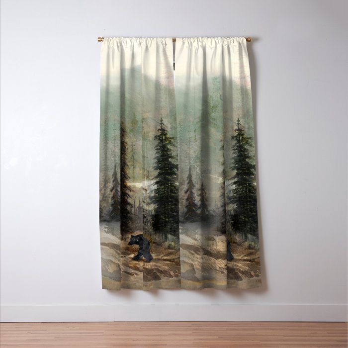 Mountain Black Bear Window Curtain Gallery Image 3