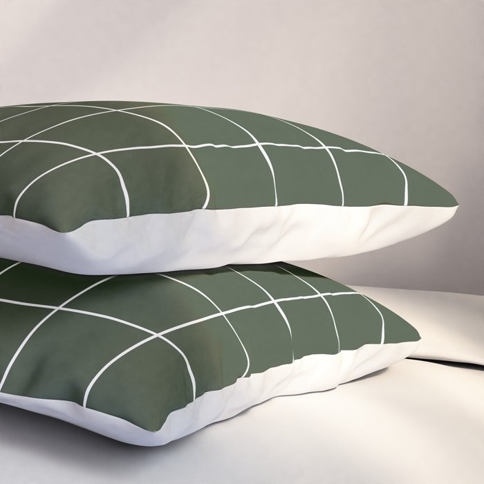 Small Grid Pattern - Deep Green Pillow Sham Gallery Image 3