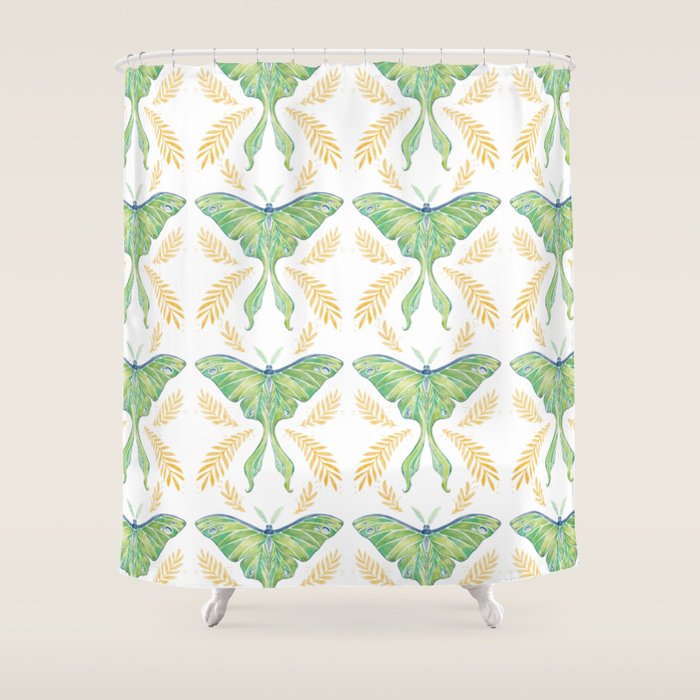 Watercolor Luna Moth Shower Curtain Gallery Image 1