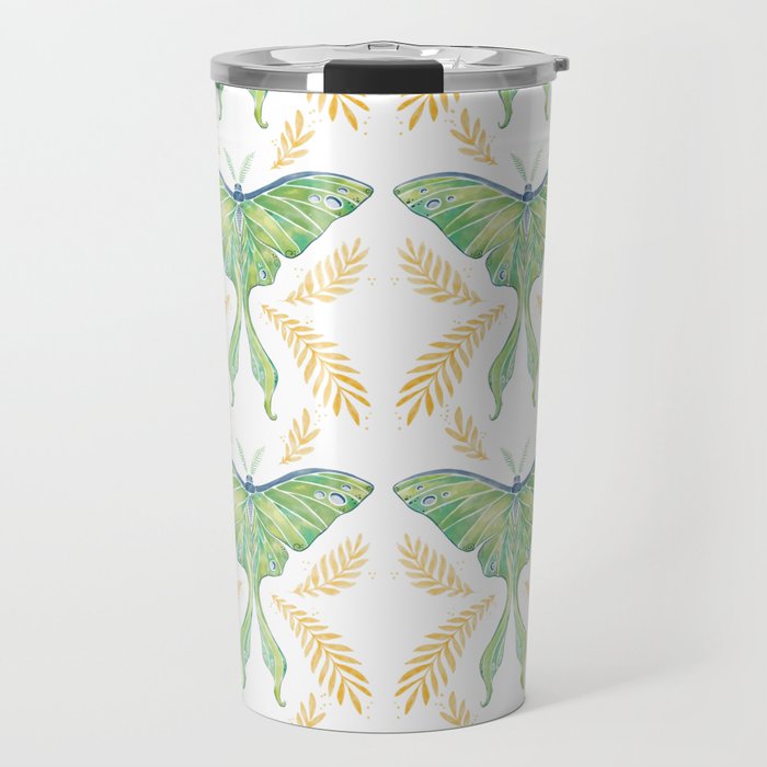 Watercolor Luna Moth Travel Mug Gallery Image 1
