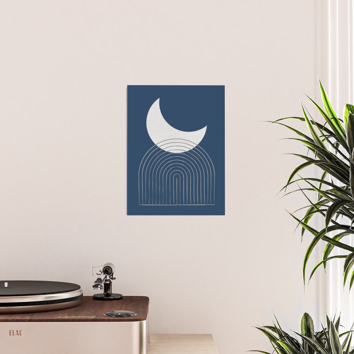 Moon Mountain Blue - Mid Century Modern Poster Gallery Image 2