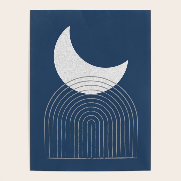 Moon Mountain Blue - Mid Century Modern Poster Gallery Image 1