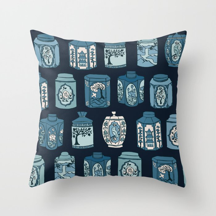 Chinese Tea {Blue Willow Dark} Throw Pillow Gallery Image 6
