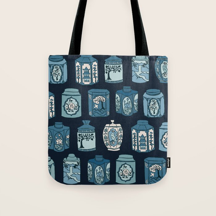 Chinese Tea {Blue Willow Dark} Tote Bag Gallery Image 1