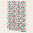 Peaches - peach pink and teal Wallpaper Gallery Image 2