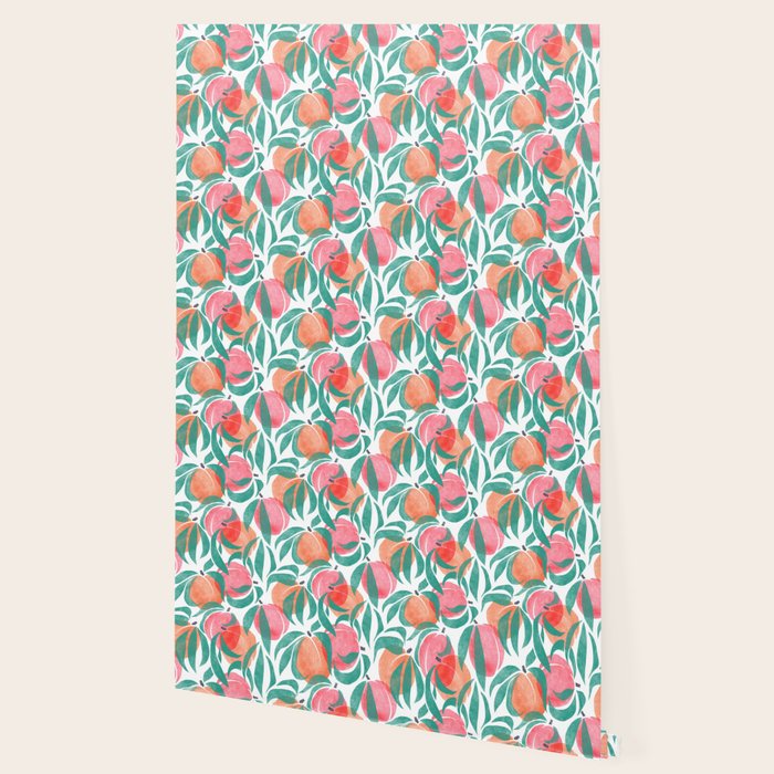 Peaches - peach pink and teal Wallpaper Gallery Image 2