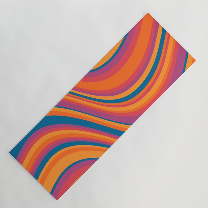 Wavy Stripes III - Retro Rainbow Yoga Mat Gallery Image 1