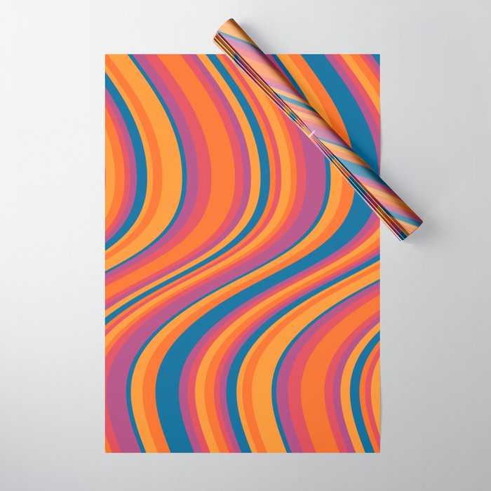 Wavy Stripes III - Retro Rainbow Wrapping Paper Gallery Image 1