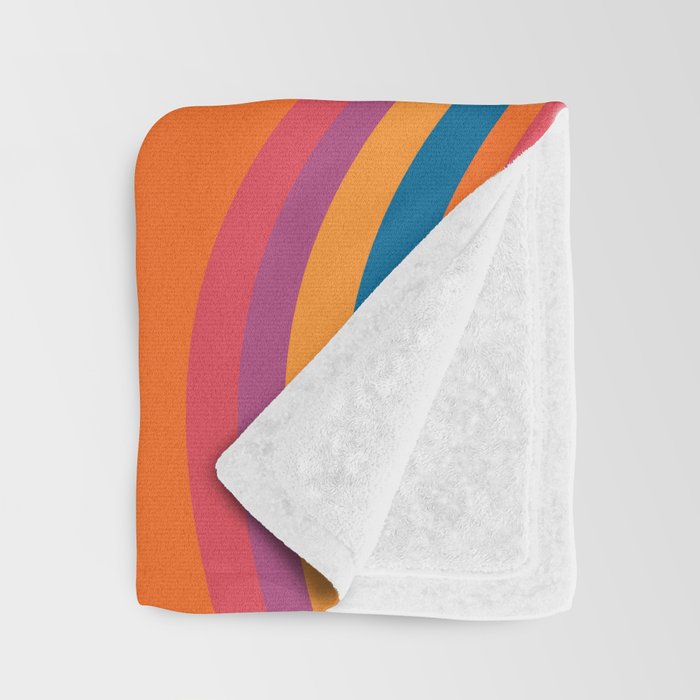 Wavy Stripes III - Retro Rainbow Throw Blanket Gallery Image 3