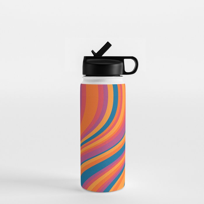 Wavy Stripes III - Retro Rainbow Water Bottle Gallery Image 1