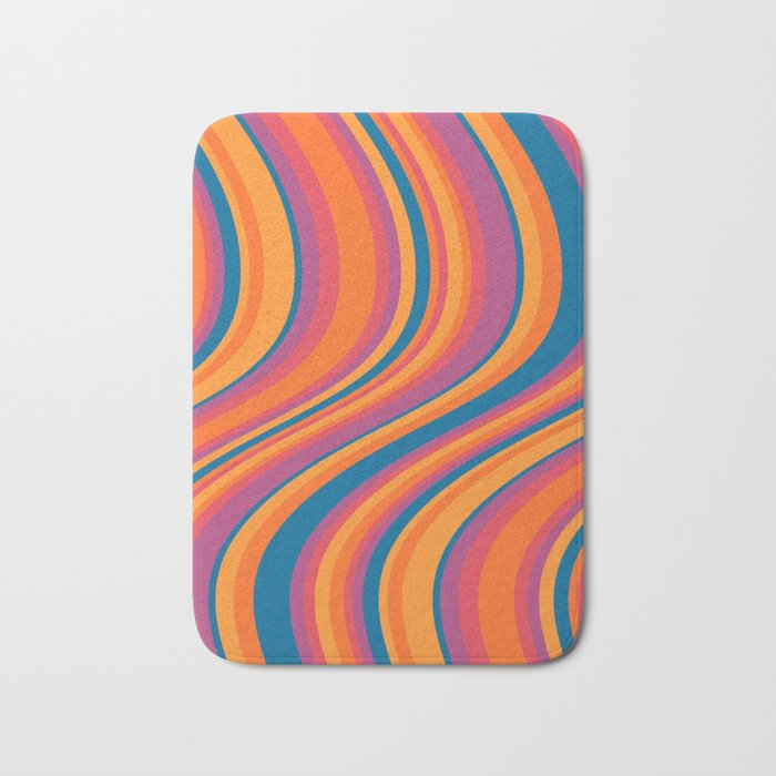 Wavy Stripes III - Retro Rainbow Bath Mat Gallery Image 1