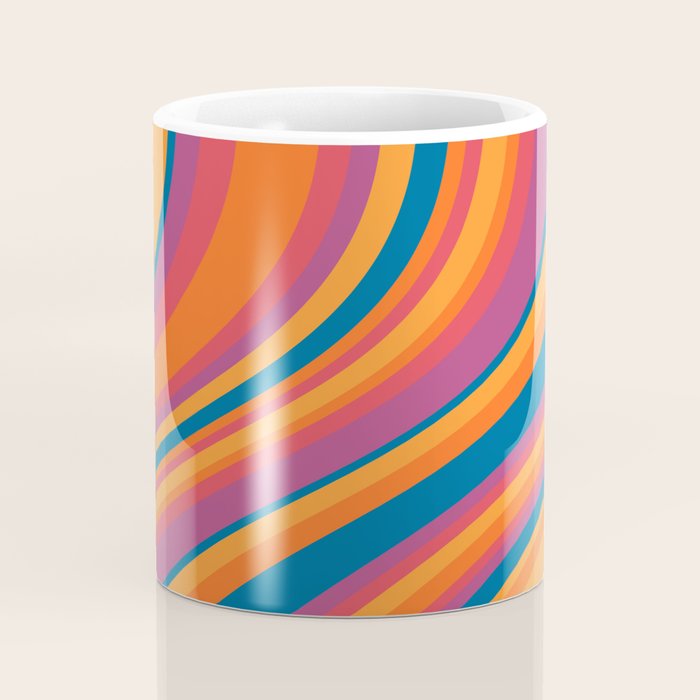 Wavy Stripes III - Retro Rainbow Coffee Mug Gallery Image 4