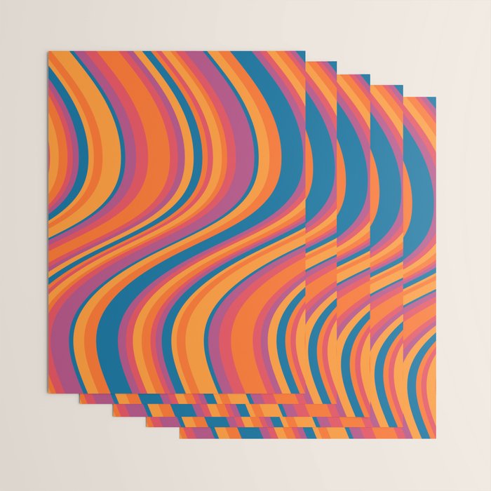 Wavy Stripes III - Retro Rainbow Wrapping Paper Gallery Image 3