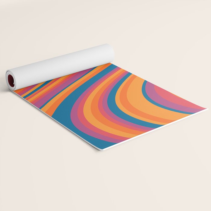 Wavy Stripes III - Retro Rainbow Yoga Mat Gallery Image 2