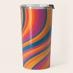 Wavy Stripes III - Retro Rainbow Travel Mug Gallery Image 2