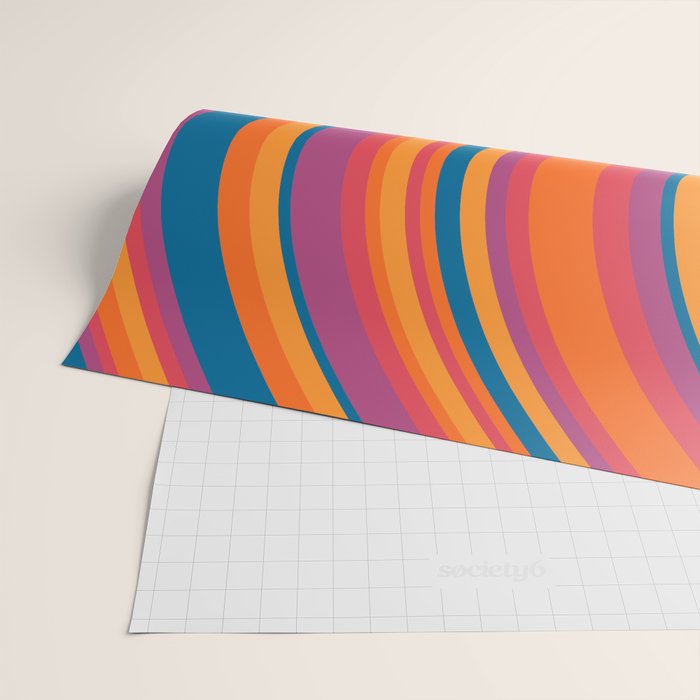 Wavy Stripes III - Retro Rainbow Wrapping Paper Gallery Image 2