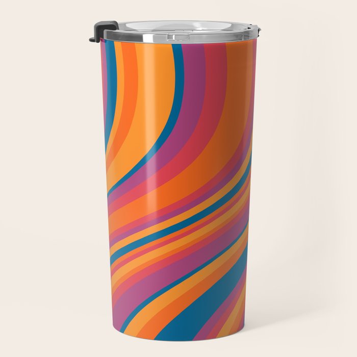 Wavy Stripes III - Retro Rainbow Travel Mug Gallery Image 3