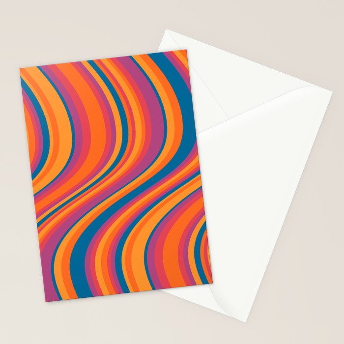 Wavy Stripes III - Retro Rainbow Stationery Card Gallery Image 2