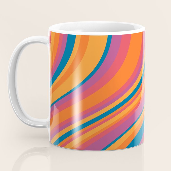 Wavy Stripes III - Retro Rainbow Coffee Mug Gallery Image 3