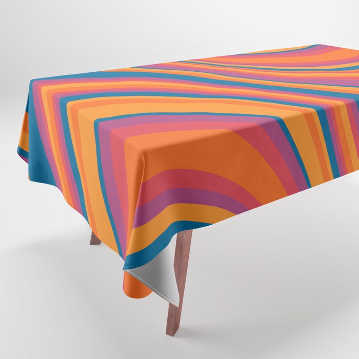 Wavy Stripes III - Retro Rainbow Tablecloth Gallery Image 1