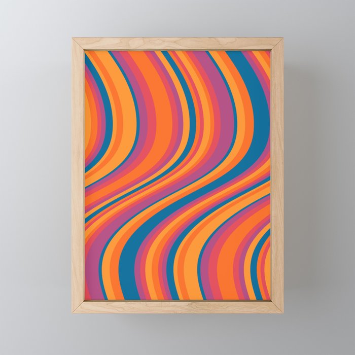 Wavy Stripes III - Retro Rainbow Mini Art Print Gallery Image 1