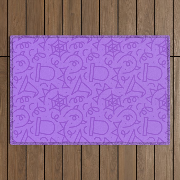 Fun halloween cartoon doodle art pattern Outdoor Rug Gallery Image 1
