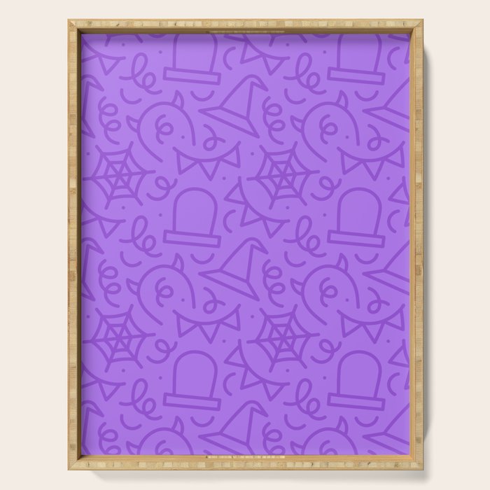 Fun halloween cartoon doodle art pattern Serving Tray Gallery Image 1