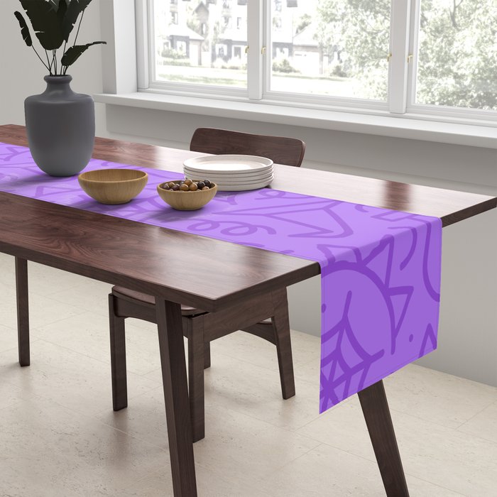 Fun halloween cartoon doodle art pattern Table Runner Gallery Image 2