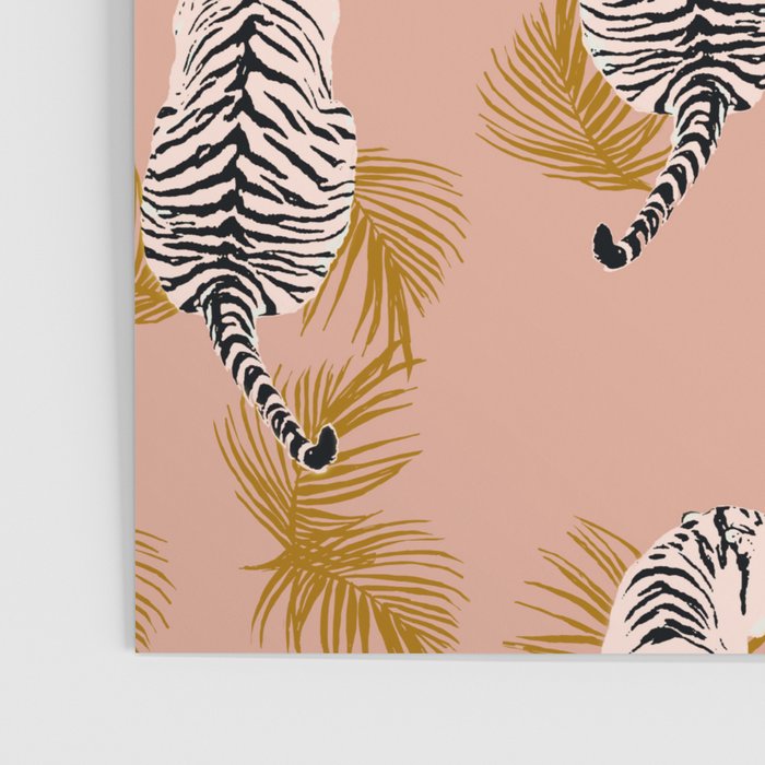 Paisley Tiger - soft pink & gold Poster Gallery Image 3