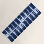 Shibori itajime indigo square pattern Yoga Mat Gallery Image 1