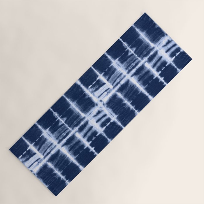 Shibori itajime indigo square pattern Yoga Mat Gallery Image 1