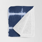 Shibori itajime indigo square pattern Throw Blanket Gallery Image 3