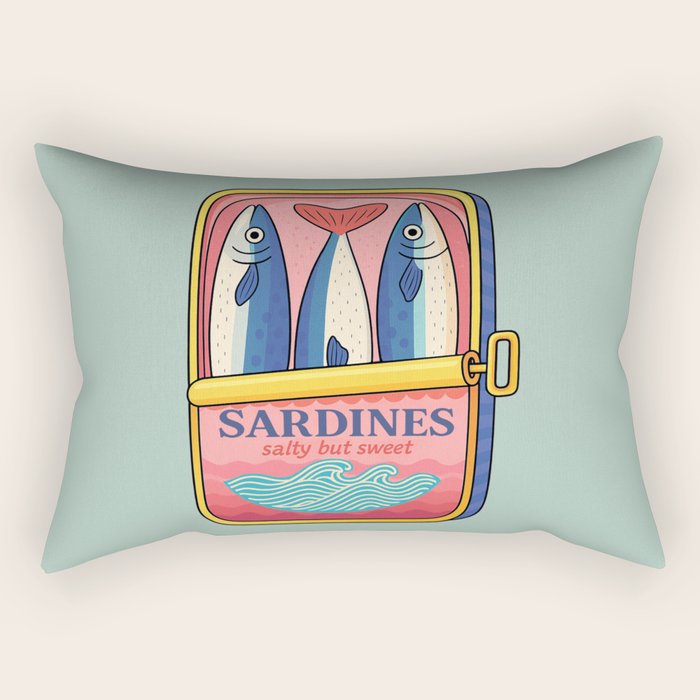 Tin of Love - Sardines in a Can with Heart Tail Rectangular Pillow Gallery Image 1