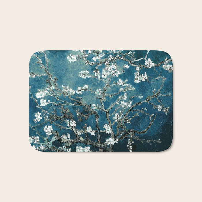 Van Gogh Almond Blossoms : Dark Teal Bath Mat Gallery Image 1