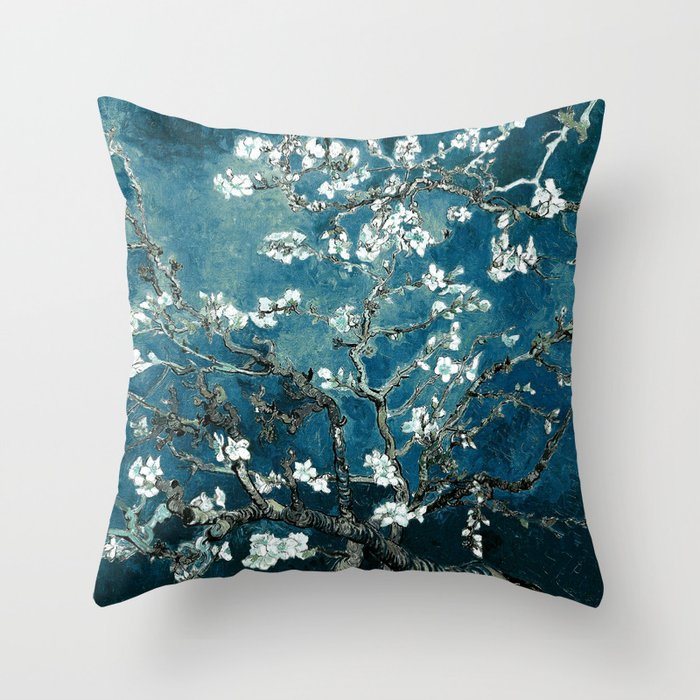Van Gogh Almond Blossoms : Dark Teal Throw Pillow Gallery Image 6