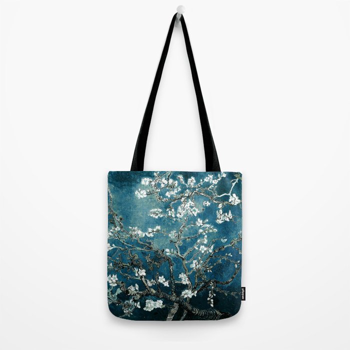 Van Gogh Almond Blossoms : Dark Teal Tote Bag Gallery Image 2