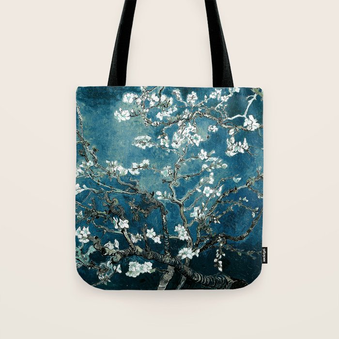 Van Gogh Almond Blossoms : Dark Teal Tote Bag Gallery Image 1