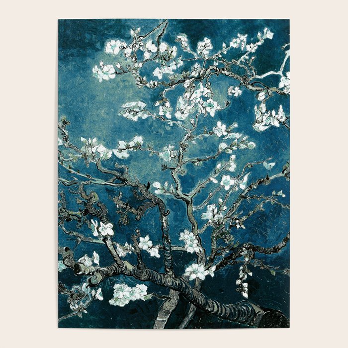 Van Gogh Almond Blossoms : Dark Teal Poster Gallery Image 4