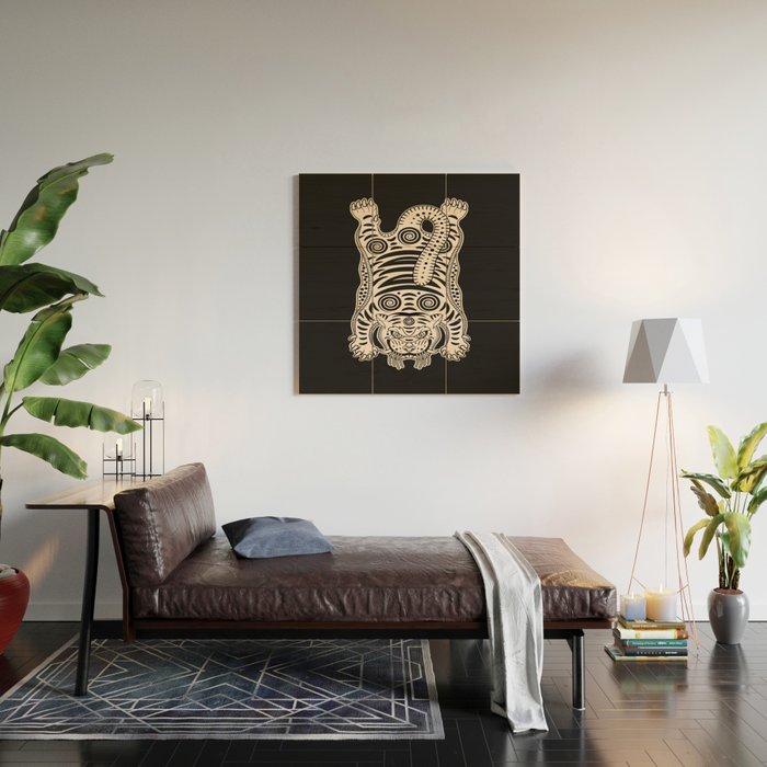 King Of The Jungle 04: Black & White Tiger Edition Wood Wall Art Gallery Image 2