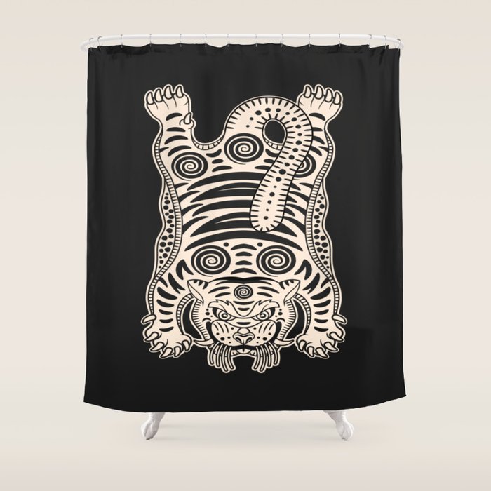 King Of The Jungle 04: Black & White Tiger Edition Shower Curtain Gallery Image 1